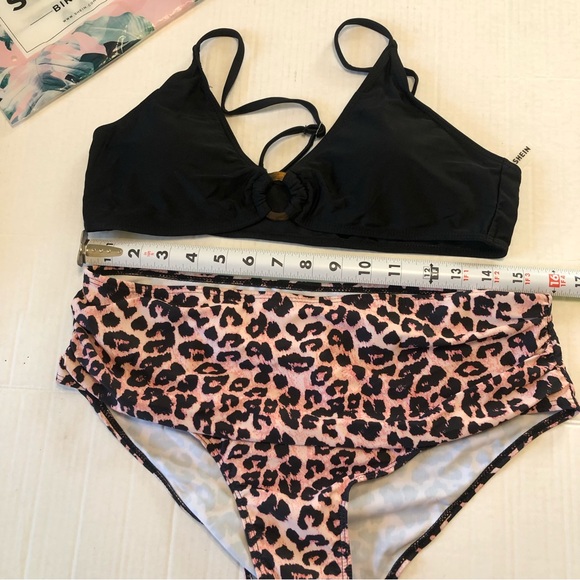 SHEIN | “Maternity” Bathing Suit 2-Tone Pink Leopard Print & Black 2pc | Size S - Picture 12 of 14